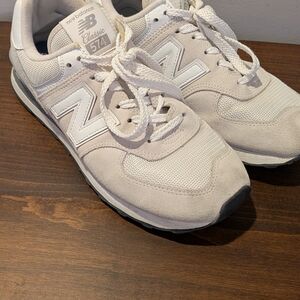 New Balance Classic 574 White & Light Gray Sneakers Size 10